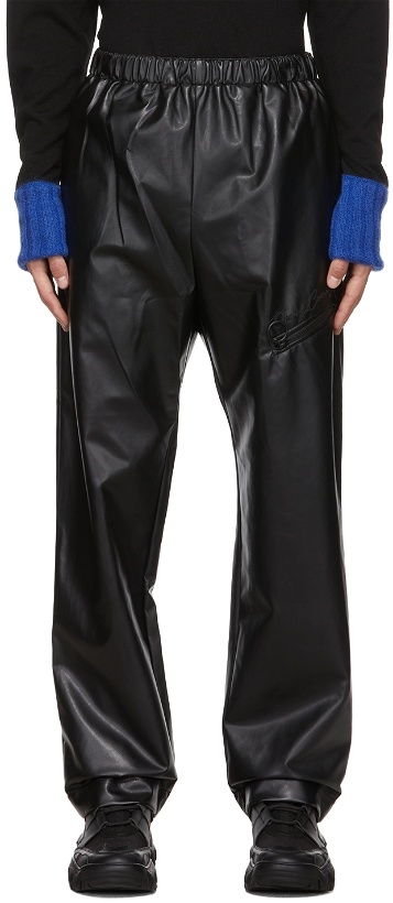 Photo: Opening Ceremony Black Faux-Leather Track Pants