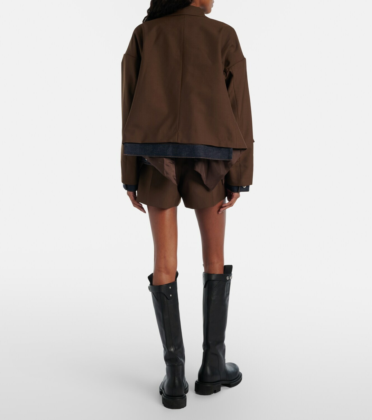 Sacai Belted satin-trimmed shorts