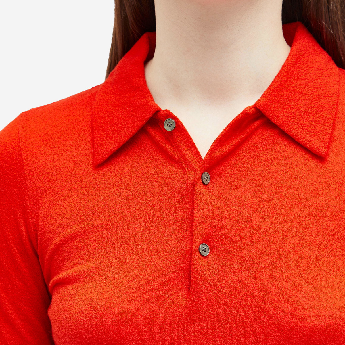 Auralee Women's Wool Amunzen Polo in Red