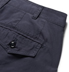 Monitaly - Tapered Pleated Brushed-Cotton Trousers - Navy