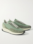 Common Projects - Track 80 Leather-Trimmed Suede and Ripstop Sneakers - Green