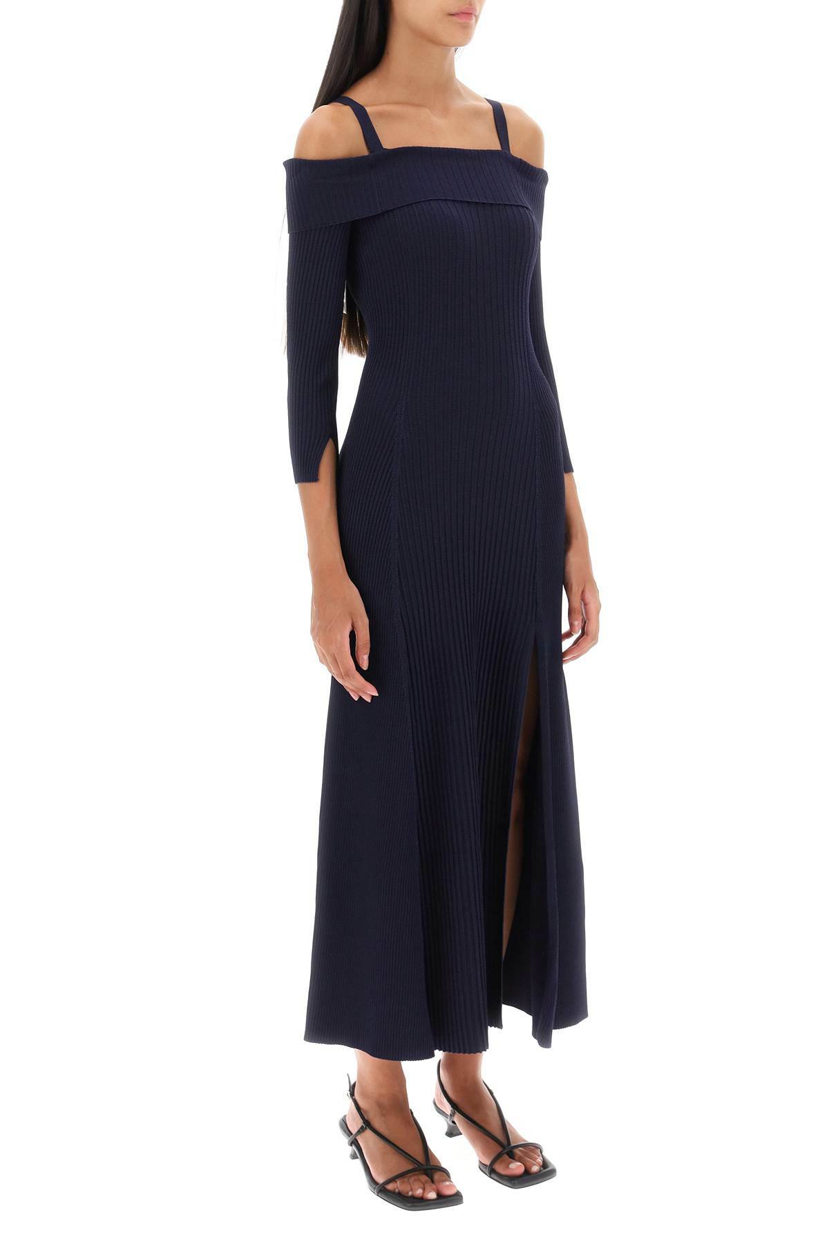 Ganni Long Knitted Off-the-shoulder Dress GANNI