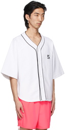 We11done White Terrycloth Baseball Short Sleeve Shirt