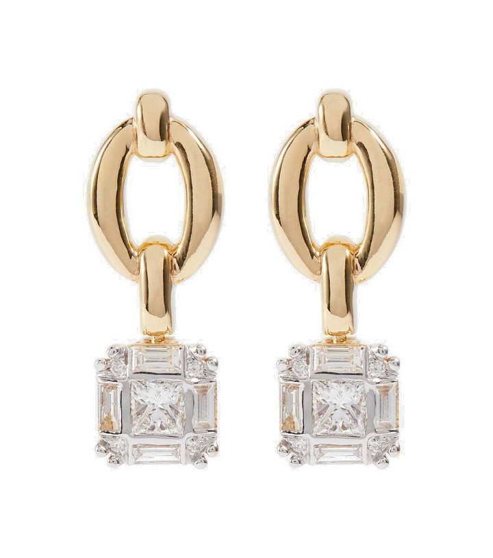 Photo: Nadine Aysoy Catena Illusion Assher 18kt gold earrings with diamonds