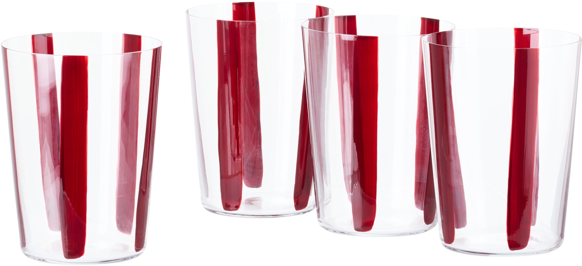 The Conran Shop Burgundy Nova Stripe Tumbler Set, 4 pcs