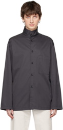 LEMAIRE Navy Stand Collar Shirt