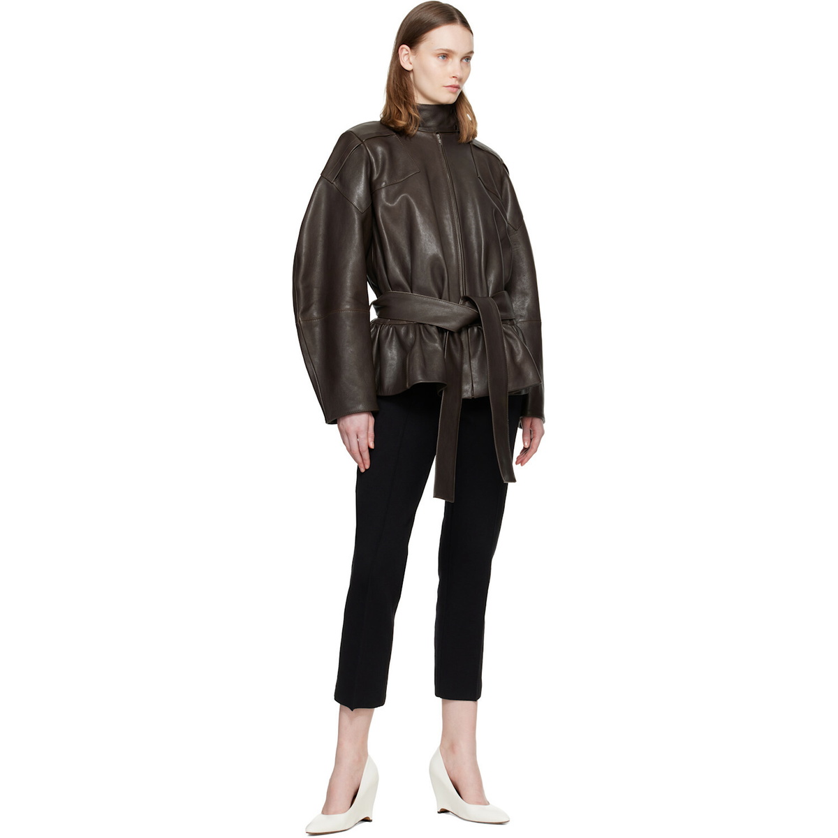 FIDAN NOVRUZOVA Khaki Julia Leather Jacket