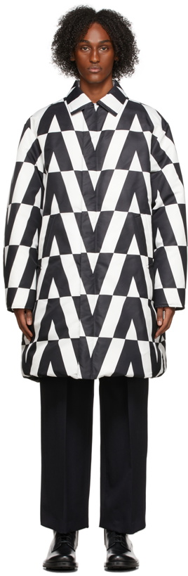 Photo: Valentino Reversible Black & White Optical Print Collared Jacket