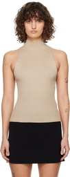 Courrèges Brown Mock Neck Rib Tank Top