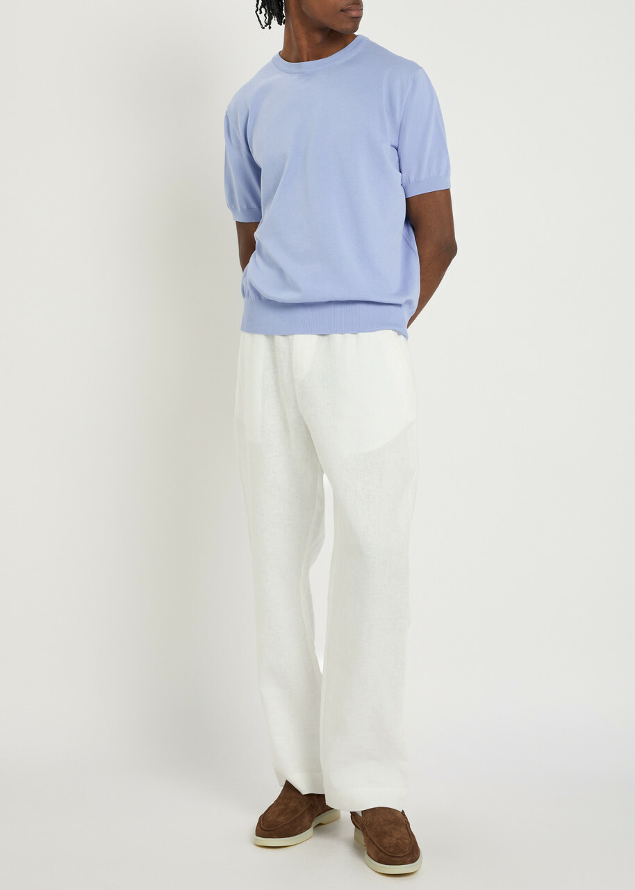 Canali Fine Cotton-knit T-shirt Light Blue
