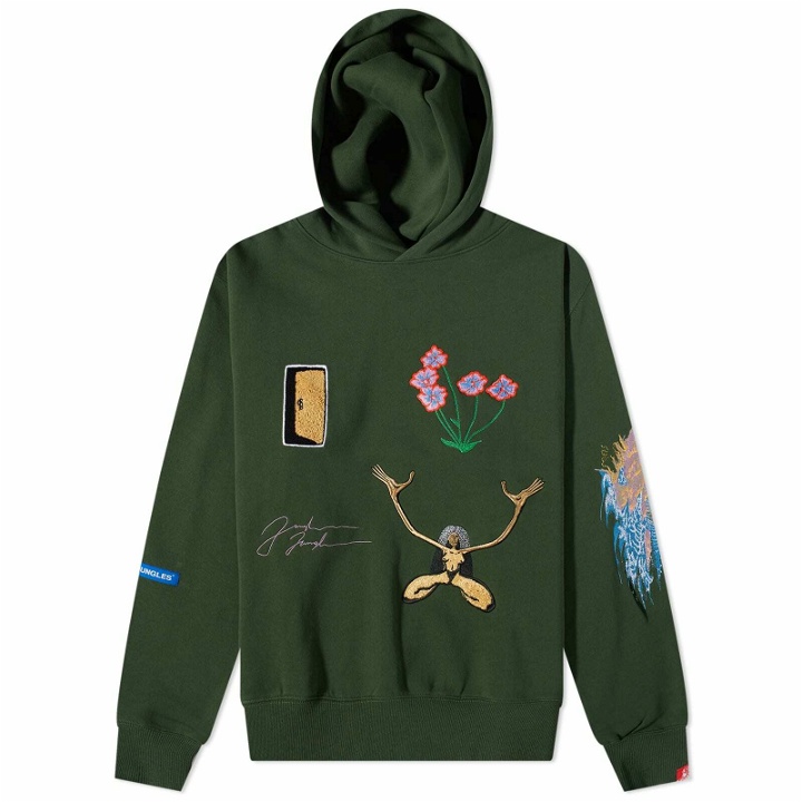 Photo: Jungles Jungles Men's Exit Through The Back Embroidered Hoody in Green