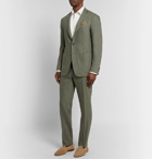 Canali - Army-Green Kei Slim-Fit Linen and Wool-Blend Suit Trousers - Green