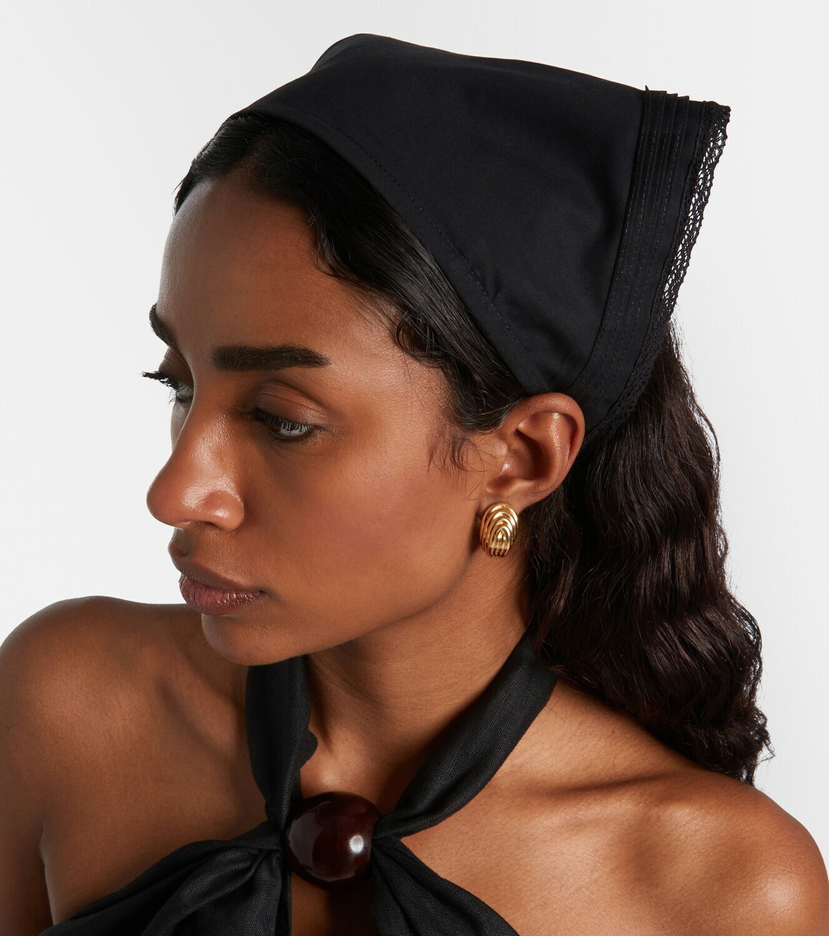Faithfull Emilia lace-trimmed cotton scarf