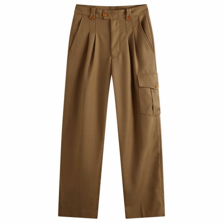 Photo: Uniform Bridge Men's Cargo Pocket Trousers in Khaki Beige