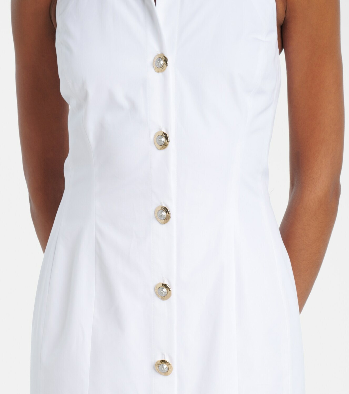 Balmain Open-back buttoned poplin shirt dress