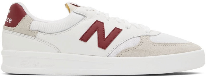 Photo: New Balance White & Red 300 Court Sneakers