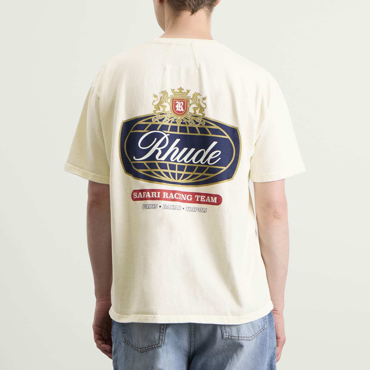Rhude Men's Safari Crest T-Shirt in Vintage White/Blue/Red
