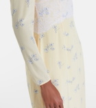 Alessandra Rich Lace-trimmed floral silk midi dress