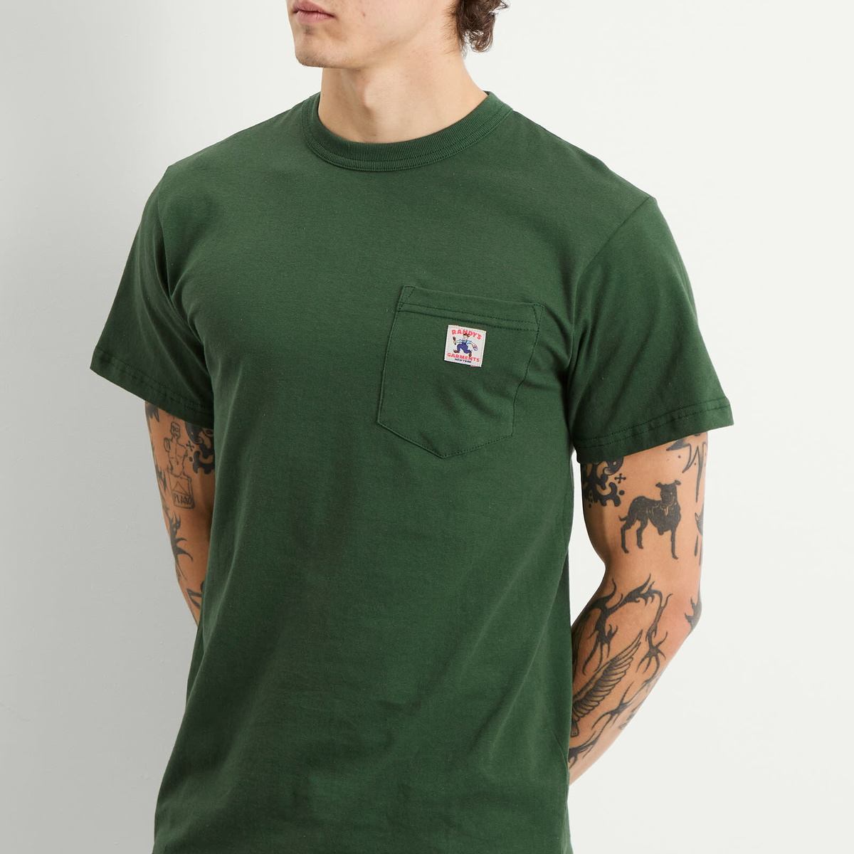 Randy's Garments Men's Randy’s Garments  Logo Pocket T-Shirt in Dark Green