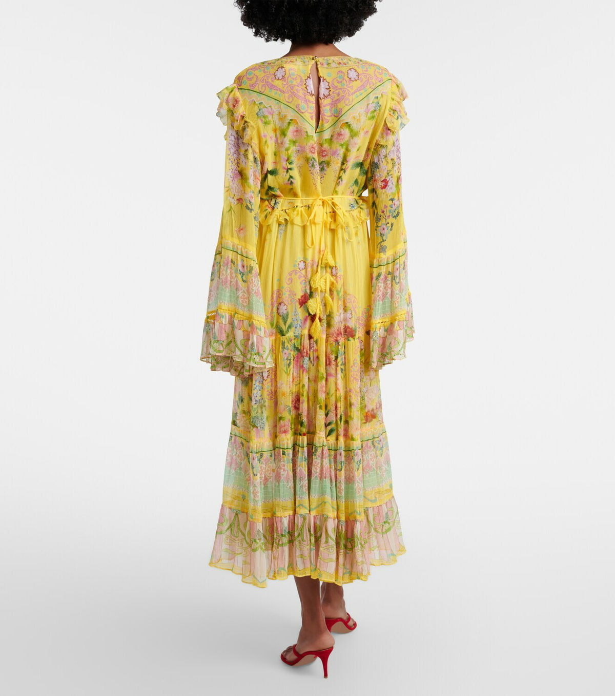 Camilla Printed ruffled silk chiffon midi dress