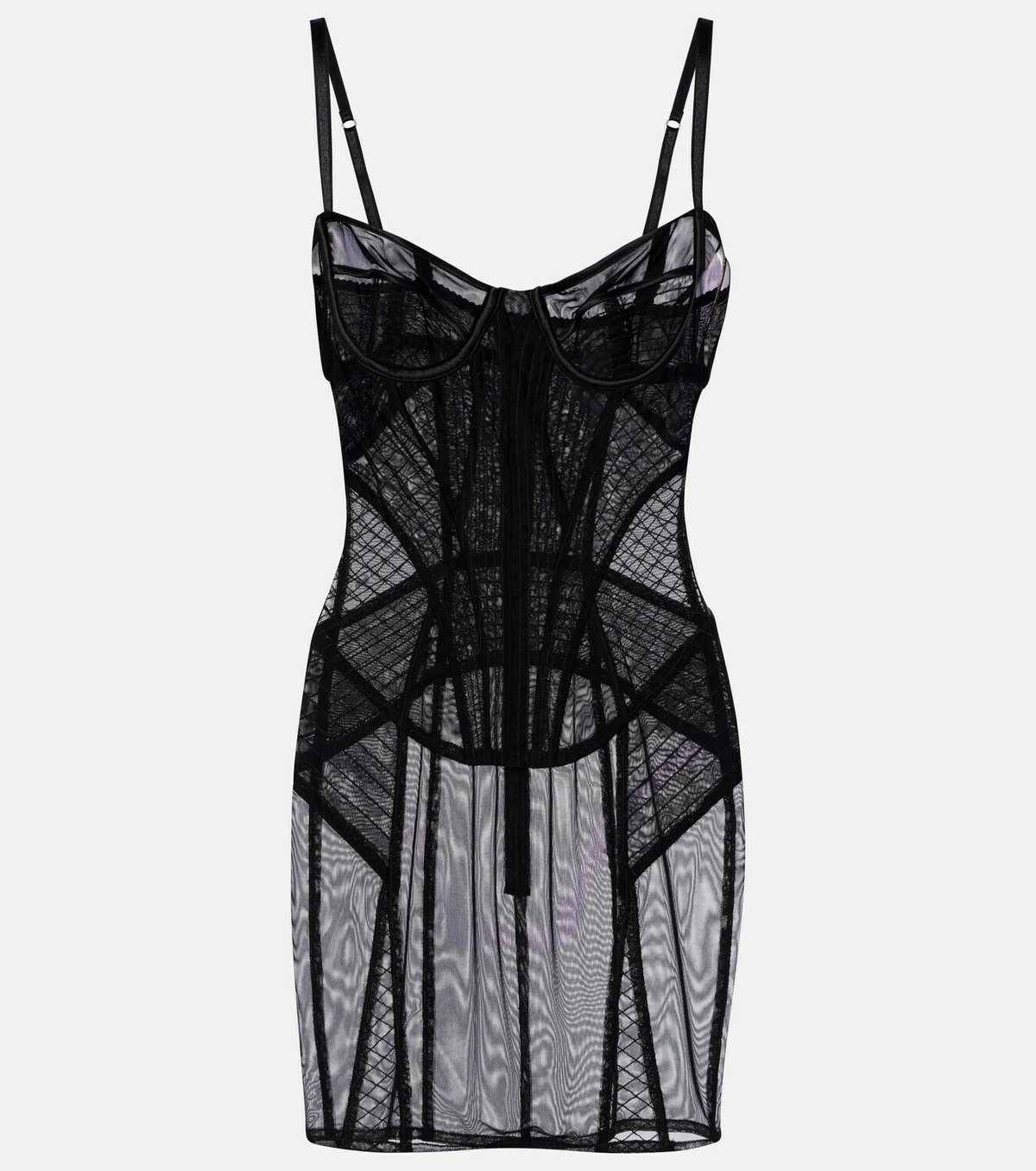Dolce&Gabbana Ruched sheer tulle minidress