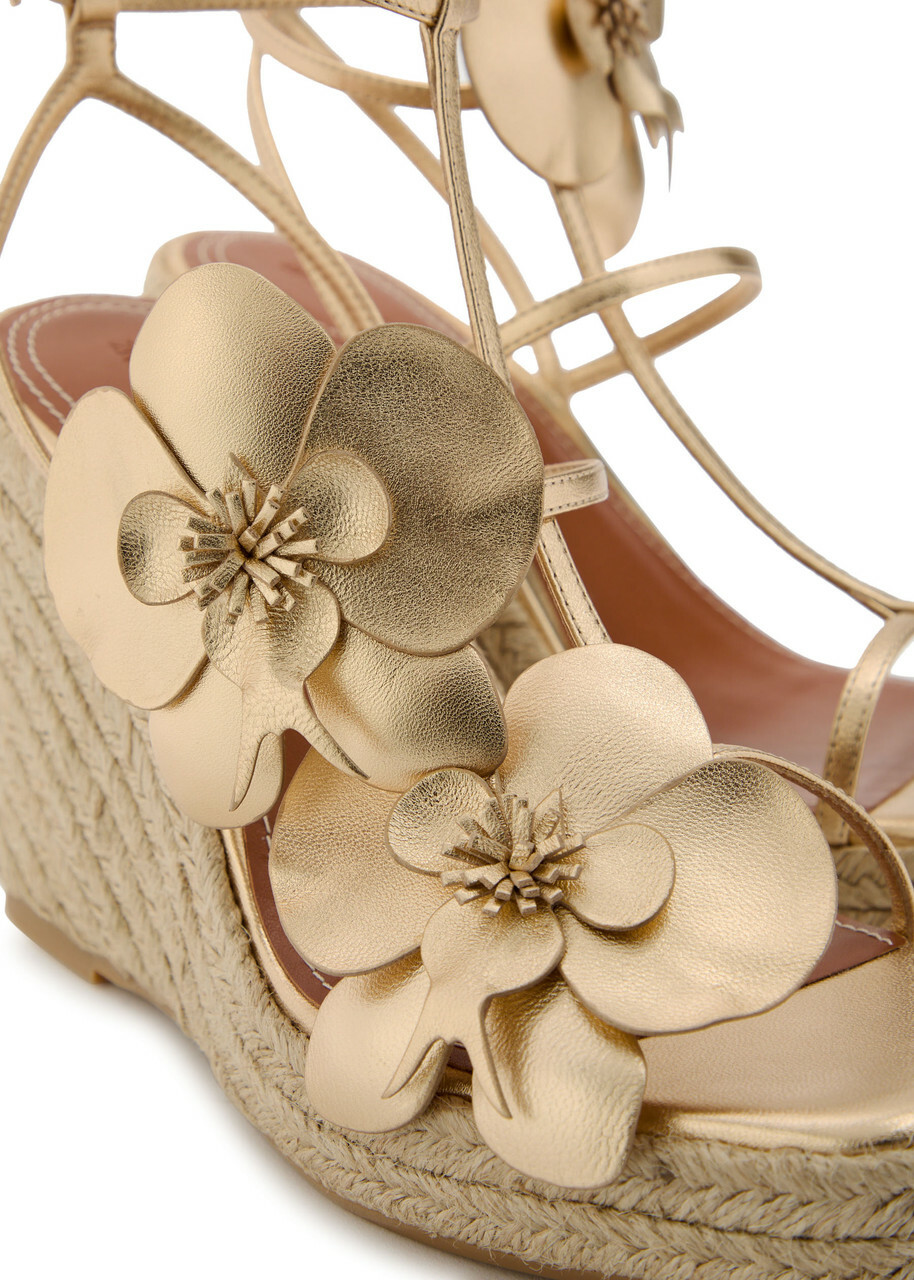 Zimmermann Orchid 110 Metallic Leather Espadrille Sandals Gold