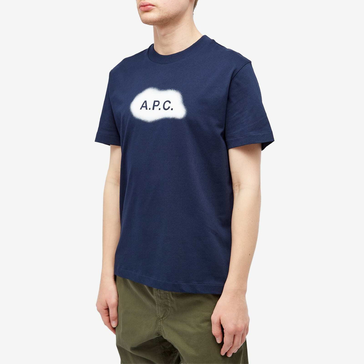 A.P.C. Men's Albert Spray Logo T-Shirt in Dark Navy
