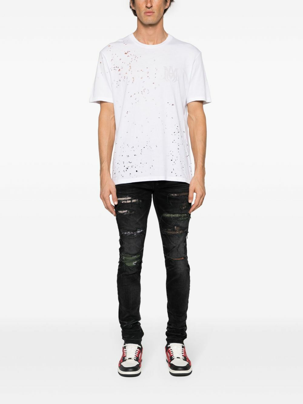 AMIRI White MA Distressed Cotton T-Shirt Amiri