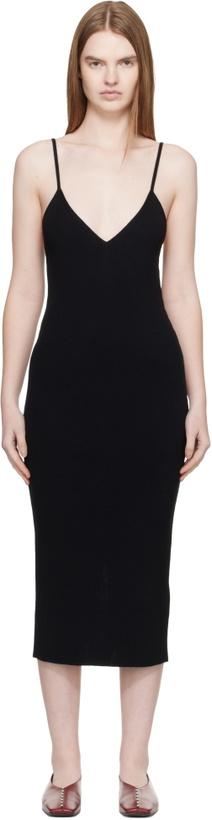 Photo: Jil Sander Black Merino Wool Fine Rib Midi Dress