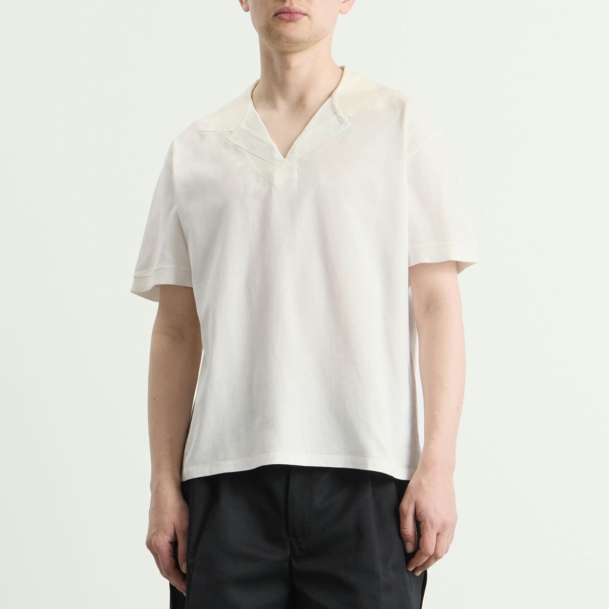 Maison Margiela Men's Taped Polo Shirt in Off White
