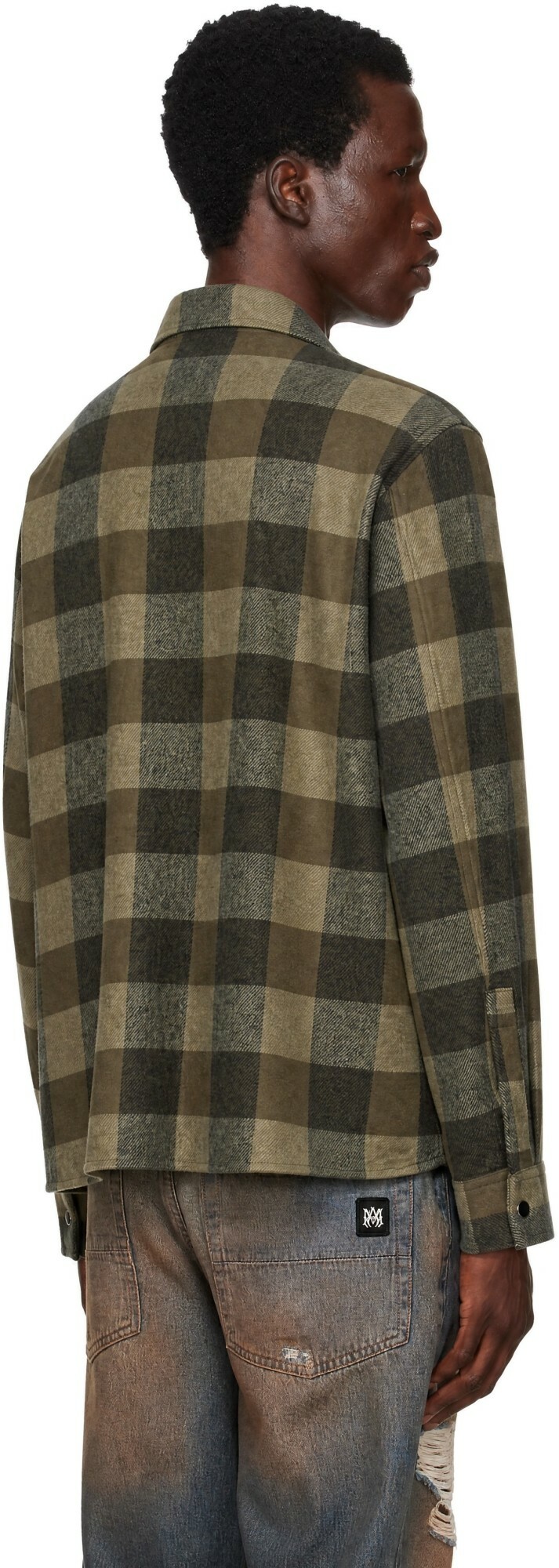 AMIRI Green Oversized Heavy Flannel Shirt