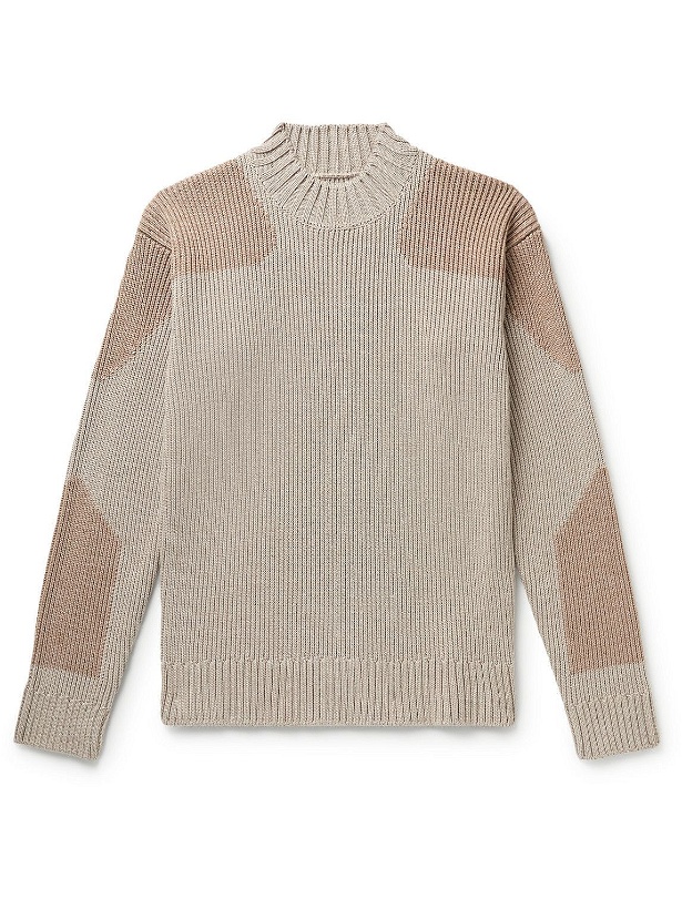 Photo: Jacquemus - Ribbed Two-Tone Merino Wool-Blend Mock-Neck Sweater - Brown