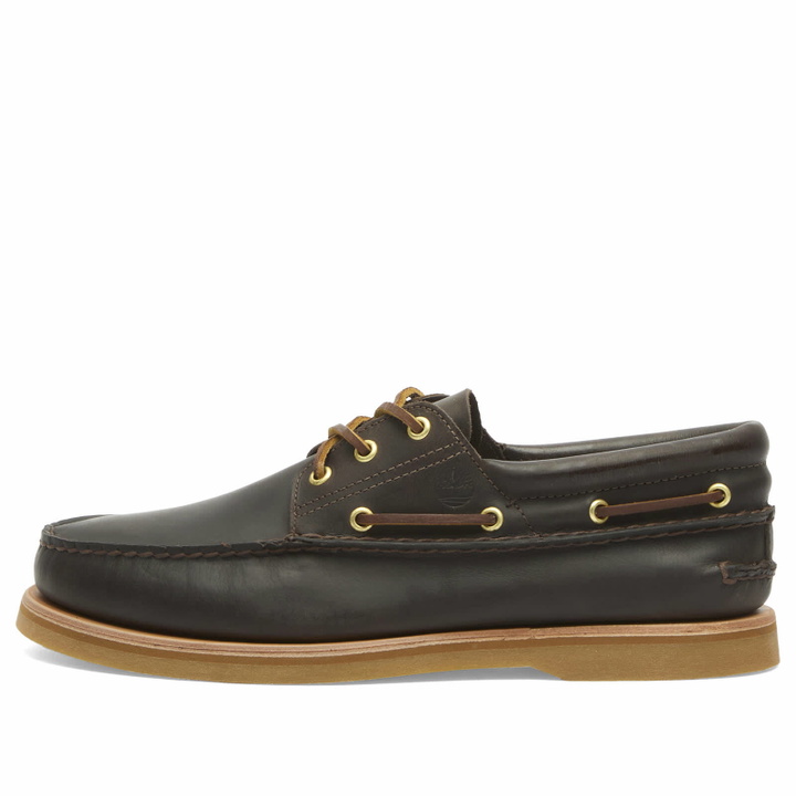 Photo: Timberland Men's 3-Eye Boat Shoe in Dark Brown Full Grain