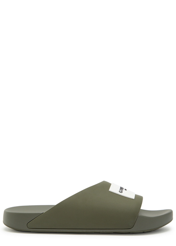 Photo: Givenchy Logo Rubber Sliders Khaki
