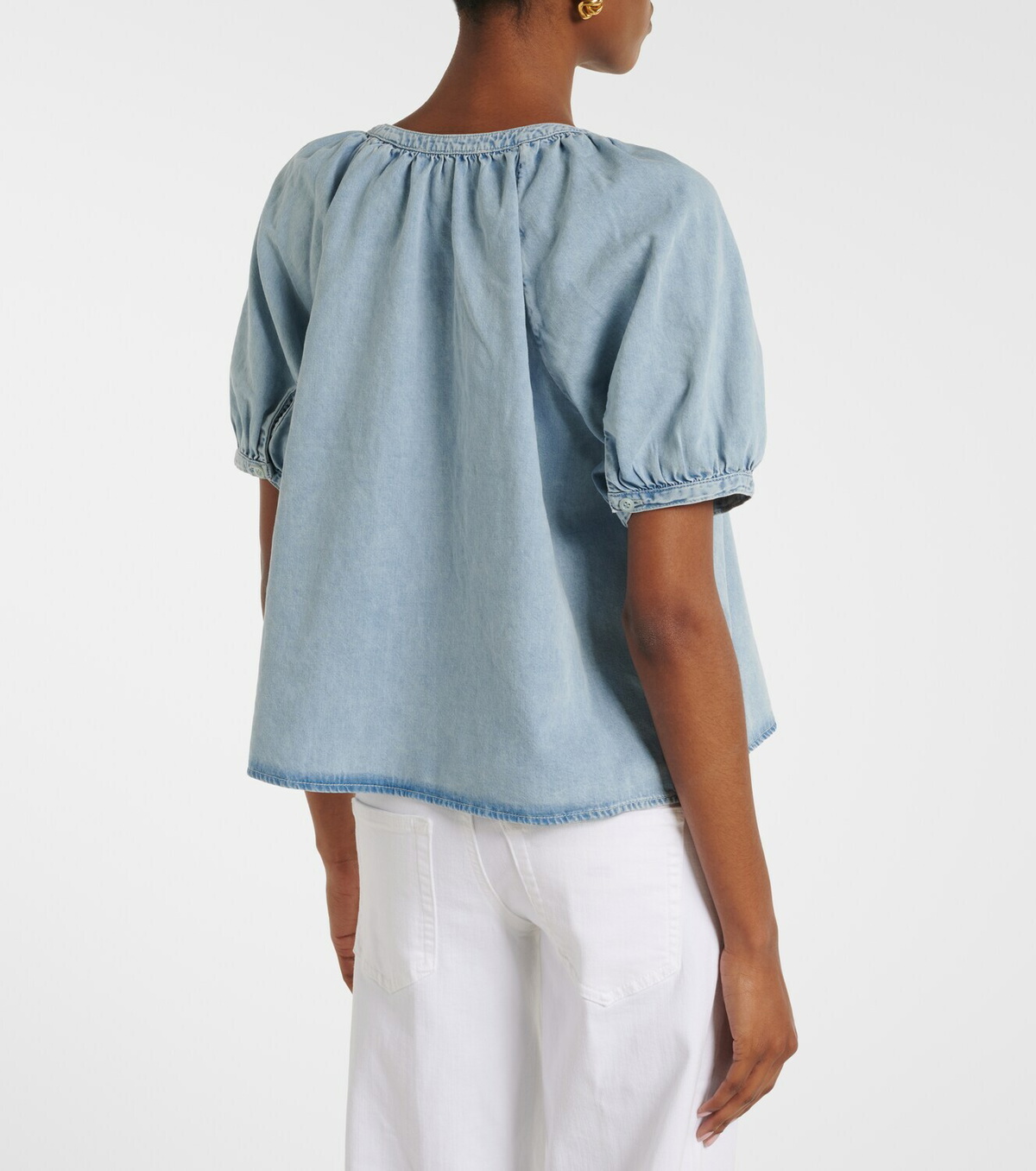 Frame Resort gathered cotton-blend shirt
