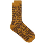 Anonymous Ism Men's Brushed Animal Crew Sock in Mustard