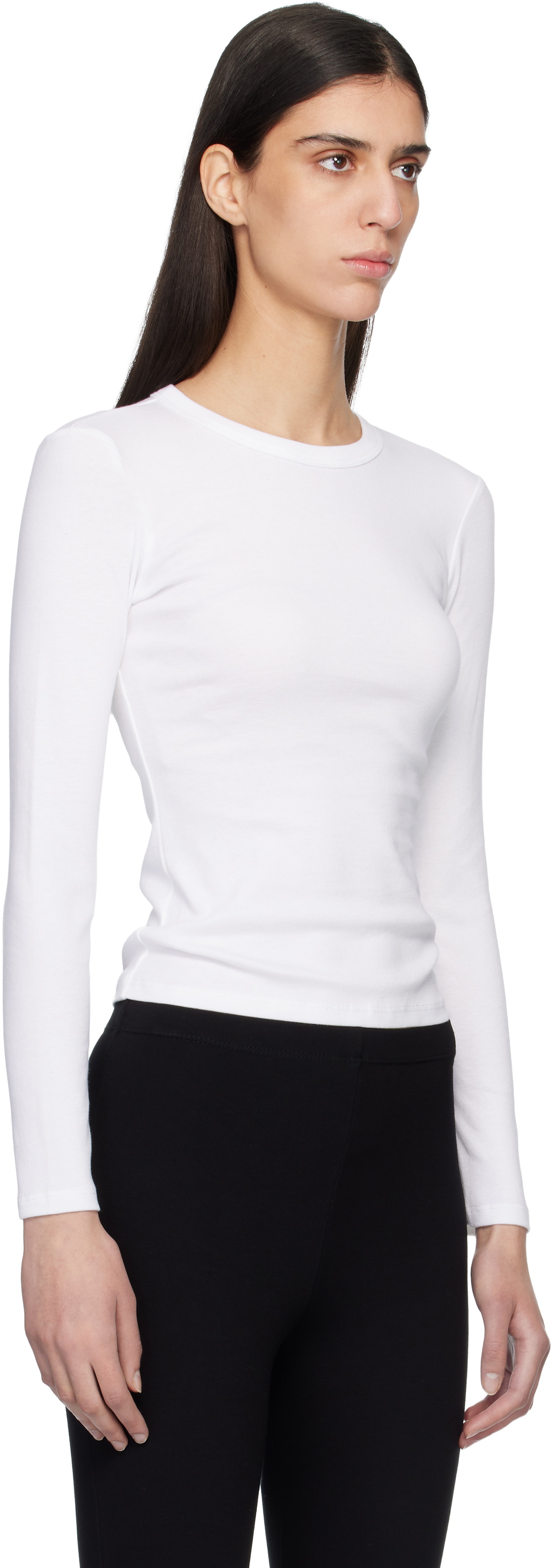 LESET White Nando Slim Fit Long Sleeve T-shirt