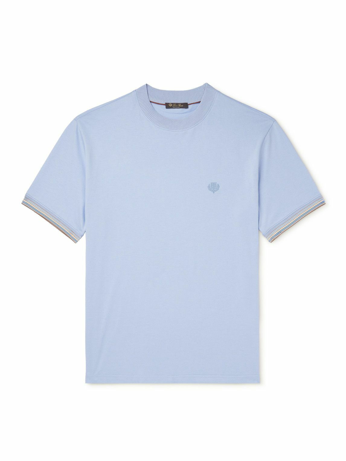 Loro Piana - Logo-Embroidered Cotton-Jersey T-Shirt - Blue Loro Piana