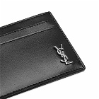 Saint Laurent Men's Tiny Monogram Credit Card Holder in Black/Silver