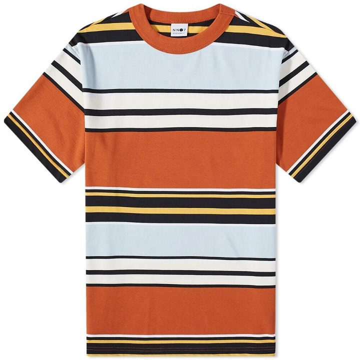 Photo: NN07 Men's Nat Stripe T-Shirt in Terracotta Stripe