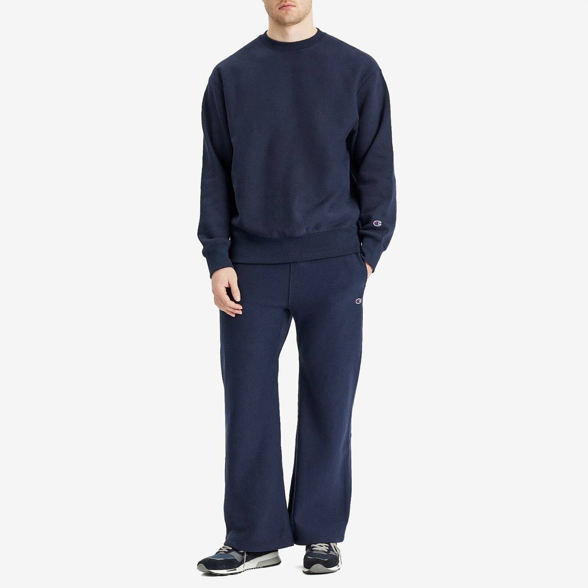 Champion Men's Reverse Weave Straight Hem Sweatpants in Blue