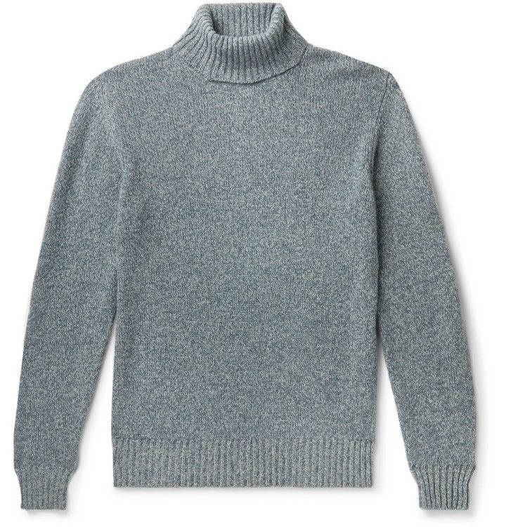 Photo: Loro Piana - Slim-Fit Mélange Baby Cashmere Rollneck Sweater - Blue