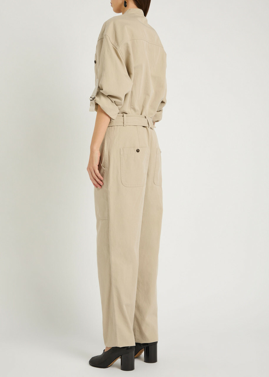 Isabel Marant étoile Nessime Panelled Cotton and Linen-blend Jumpsuit Beige