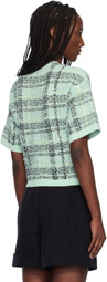 BALMAIN Green Buttoned Shiny Light Tweed Cardigan