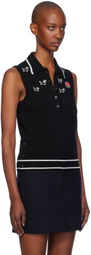 Thom Browne Black Pointelle Jersey Hector & Rose Sleeveless Polo