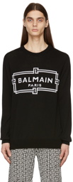 Balmain Black Intarsia Logo Sweater