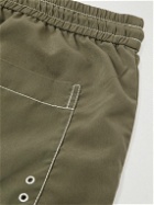 A.P.C. - Straight-Leg Long-Length Logo-Embroidered Swim Shorts - Green