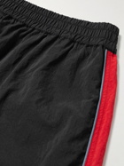 7 DAYS ACTIVE - Slim-Fit Tapered Logo-Print Striped Nylon Sweatpants - Black