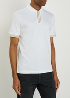 Boss Striped-trim Cotton Polo Shirt White