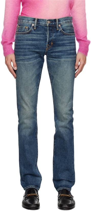 Photo: TOM FORD Blue Slim-Fit Jeans